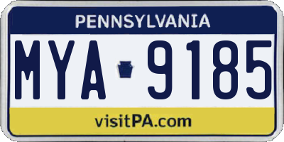 PA license plate MYA9185