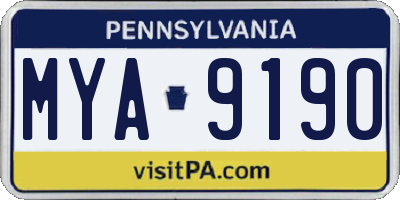 PA license plate MYA9190