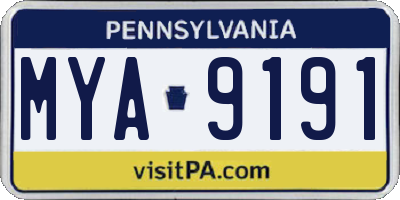 PA license plate MYA9191