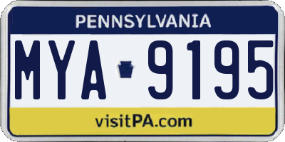 PA license plate MYA9195