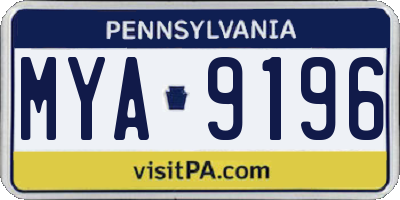 PA license plate MYA9196