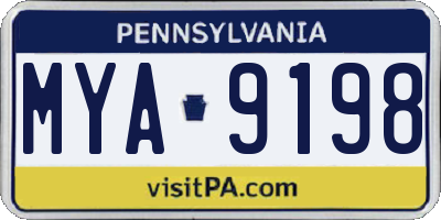 PA license plate MYA9198