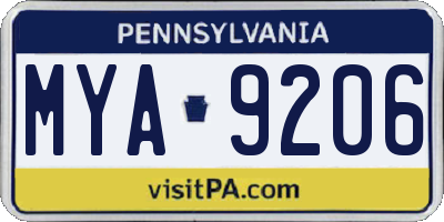 PA license plate MYA9206