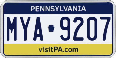 PA license plate MYA9207