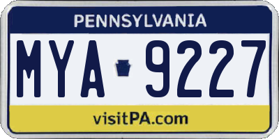 PA license plate MYA9227