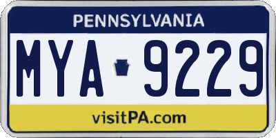 PA license plate MYA9229