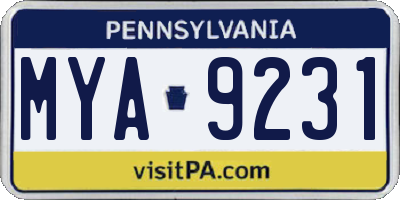 PA license plate MYA9231