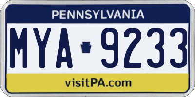 PA license plate MYA9233