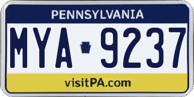 PA license plate MYA9237