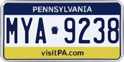 PA license plate MYA9238