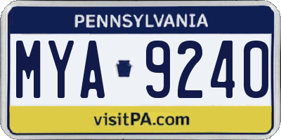PA license plate MYA9240