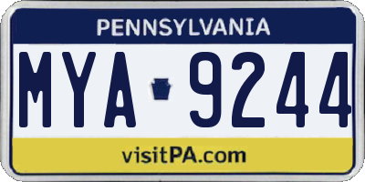 PA license plate MYA9244