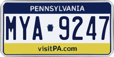 PA license plate MYA9247
