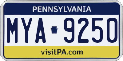 PA license plate MYA9250