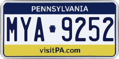 PA license plate MYA9252
