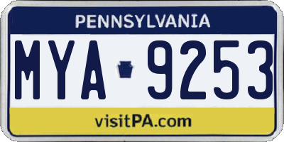PA license plate MYA9253