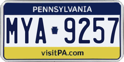 PA license plate MYA9257