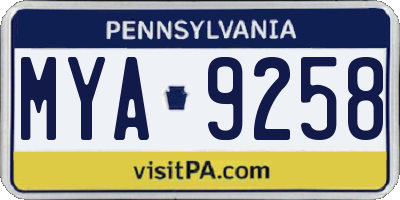 PA license plate MYA9258