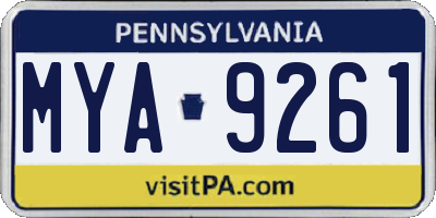 PA license plate MYA9261