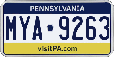 PA license plate MYA9263