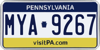 PA license plate MYA9267
