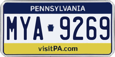 PA license plate MYA9269