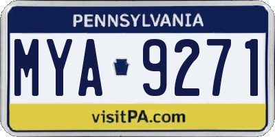 PA license plate MYA9271