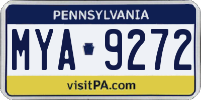 PA license plate MYA9272