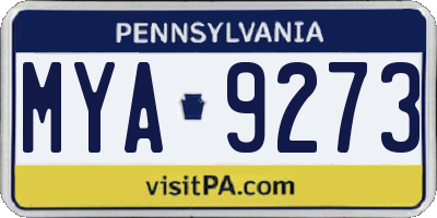 PA license plate MYA9273