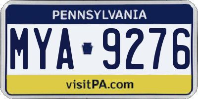PA license plate MYA9276