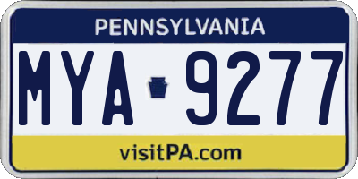 PA license plate MYA9277