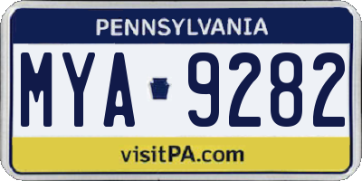 PA license plate MYA9282