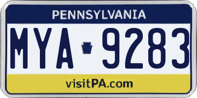 PA license plate MYA9283