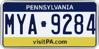 PA license plate MYA9284