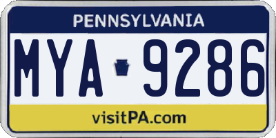 PA license plate MYA9286