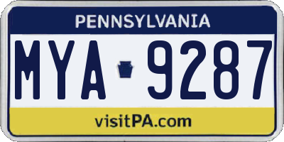 PA license plate MYA9287