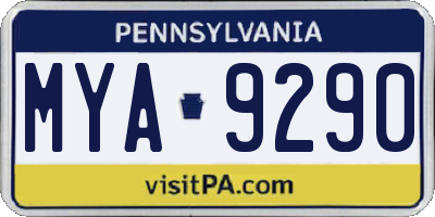 PA license plate MYA9290