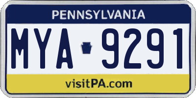 PA license plate MYA9291