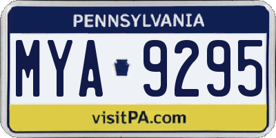 PA license plate MYA9295