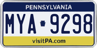 PA license plate MYA9298