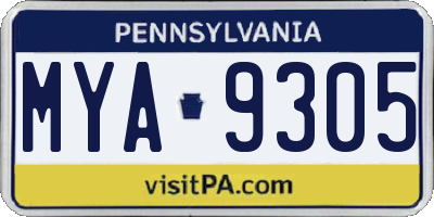 PA license plate MYA9305