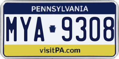 PA license plate MYA9308