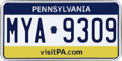 PA license plate MYA9309