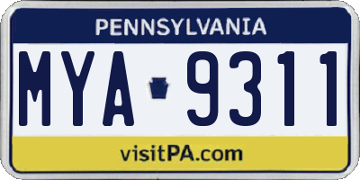 PA license plate MYA9311