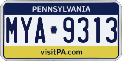 PA license plate MYA9313
