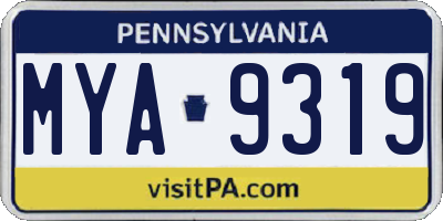 PA license plate MYA9319