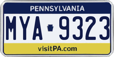 PA license plate MYA9323