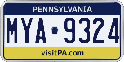 PA license plate MYA9324