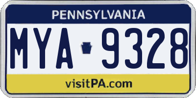 PA license plate MYA9328