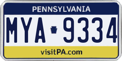 PA license plate MYA9334